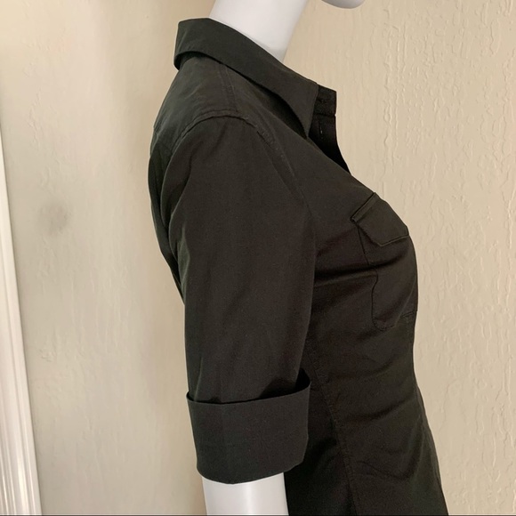 KENZO PARIS Poplin Stretch Button Up Black Blouse - Picture 8 of 15